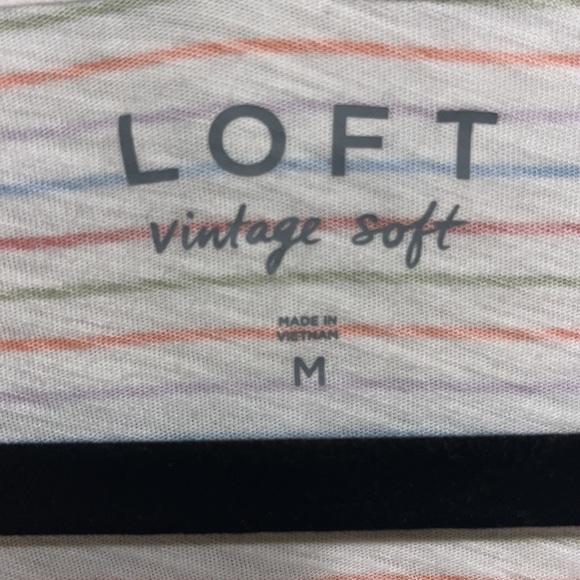LOFT Vintage Soft V-Neck Striped Colorful Short Sleeve T-Shirt - Picture 4 of 4
